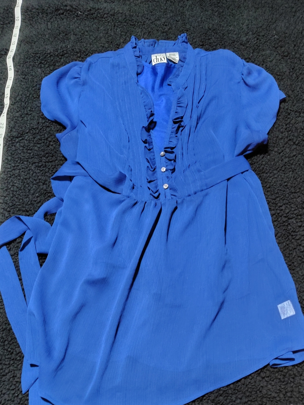 Duo Maternity Blue Ruffled Button Front Blouse